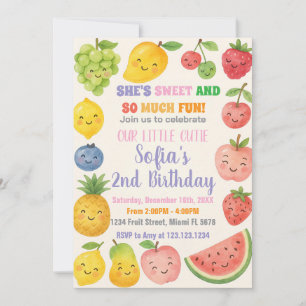 Farbenfrohe tropische Früchte zum Geburtstag Einla Einladung