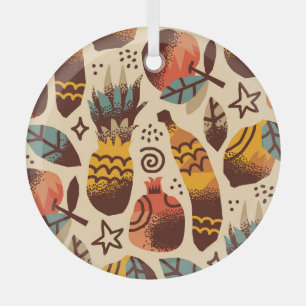 Farbenfrohe tropische Fruchtmischung Muster Ornament Aus Glas