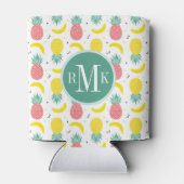 Farbenfrohe tropische Fruchtmuster Dosenkühler (Rückseite)