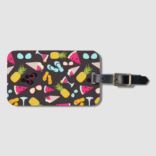 Farbenfrohe tropische Fruchtsaison Gepäckanhänger (Vorderseite (Horizontal))