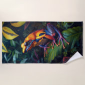 Farbenfrohe tropische Golden Frosch Beach Handtuch (Vorderseite)
