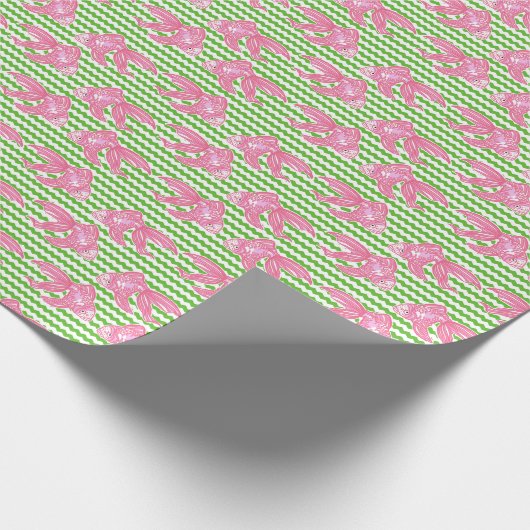 Farbenfrohe tropische Goldfish-Zickzack Muster Geschenkpapier (Ecke)