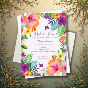 Farbenfrohe tropische hawaiianische Floral-Brautpa Acryleinladungen