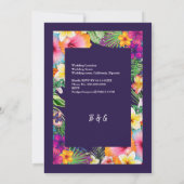 Farbenfrohe tropische hawaiianische Hochzeit Einladung (Rückseite)