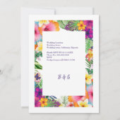 Farbenfrohe tropische hawaiianische Hochzeit Einladung (Rückseite)