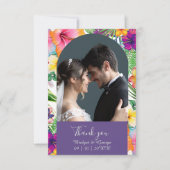 Farbenfrohe tropische hawaiianische Hochzeit & Fot Dankeskarte (Vorderseite)