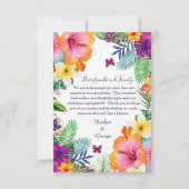 Farbenfrohe tropische hawaiianische Hochzeit & Fot Dankeskarte (Rückseite)