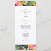 Farbenfrohe tropische hawaiianische Hochzeit Programm (Rückseite)