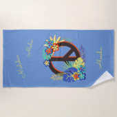 Farbenfrohe tropische hawaiianische Liebe Name Blu Strandtuch (Vorderseite)
