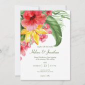 Farbenfrohe tropische Hochzeit in Urlaubsort am Bl Einladung (Vorderseite)