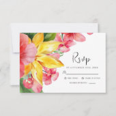 farbenfrohe tropische Hochzeit mit exotischen Pfla RSVP Karte (Vorderseite)