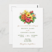 Farbenfrohe tropische Hochzeit Postkarte (Vorne/Hinten)