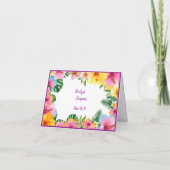 farbenfrohe tropische Hochzeitsgast-Sitzkarte Dankeskarte (Rückseite)