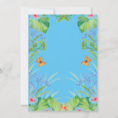 Farbenfrohe tropische Jungle Safari Giraffe Geburt Einladung (Rückseite)