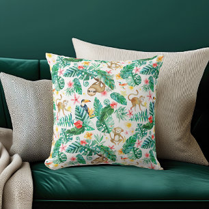 Farbenfrohe tropische Jungle-Tiermuster Kissen