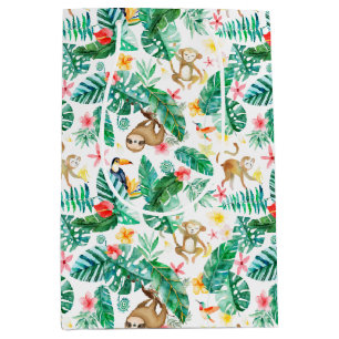 Farbenfrohe tropische Jungle-Tiermuster Mittlere Geschenktüte