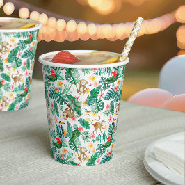 Farbenfrohe tropische Jungle-Tiermuster Pappbecher