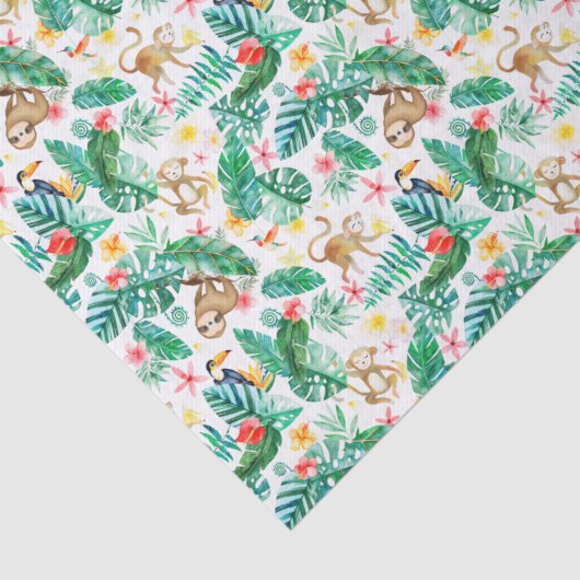 Farbenfrohe tropische Jungle-Tiermuster Seidenpapier (Detail)