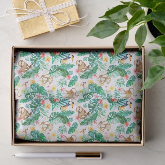 Farbenfrohe tropische Jungle-Tiermuster Seidenpapier (Geschenk)
