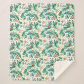 Farbenfrohe tropische Jungle-Tiermuster Sherpadecke (Vorderseite)