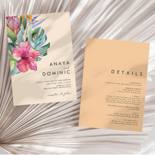 Farbenfrohe tropische Lässige Pfirsich in einer Ho Einladung