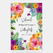 Farbenfrohe tropische Mattierte Hochzeit Acrylschild (Vorderseite)