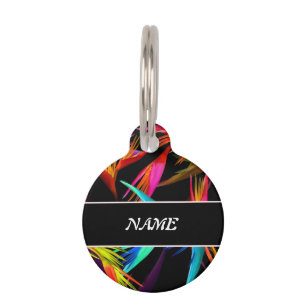 Farbenfrohe tropische Messing Personalisierte schw Haustiermarke