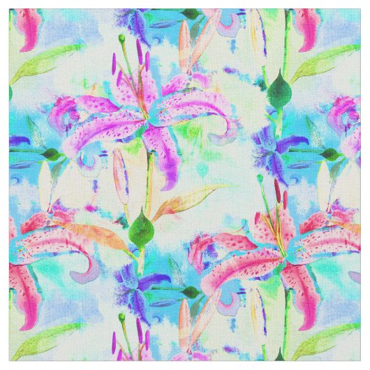 Farbenfrohe tropische Orchideen Stoff (Nahaufnahme)