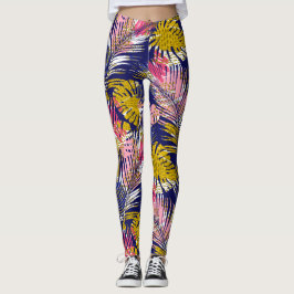 Farbenfrohe tropische Palmen, Abstrakte Cheetah Pr Leggings