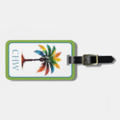 Farbenfrohe tropische Palmenbaum-Monogramm Gepäckanhänger (Vorderseite horizontal)