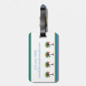 Farbenfrohe tropische Palmenbaum-Monogramm Gepäckanhänger (Rückseite vertikal)