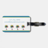 Farbenfrohe tropische Palmenbaum-Monogramm Gepäckanhänger (Rückseite horizontal)