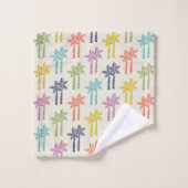 Farbenfrohe tropische Palmenbaummuster Badhandtuch Set (Waschlappen)