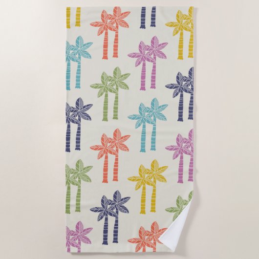 Farbenfrohe tropische Palmenbaummuster Strandtuch (Vorderseite)