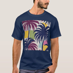 Farbenfrohe tropische Palmenbaummuster T-Shirt