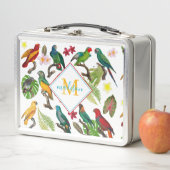 Farbenfrohe tropische Papageien-Blätter, Blume-Mon Metall Brotdose (Beispiel)