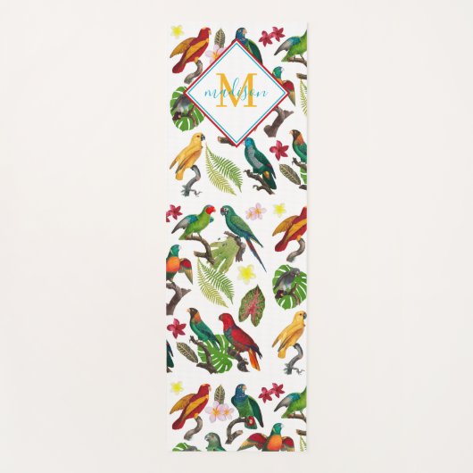 Farbenfrohe tropische Papageien-Blätter, Blume-Mon Yogamatte (Vorderseite)