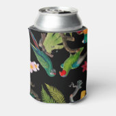 Farbenfrohe tropische Papageien, Blätter und Blume Dosenkühler (Kanne Rückseite)