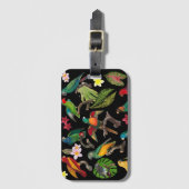 Farbenfrohe tropische Papageien, Blätter und Blume Gepäckanhänger (Vorderseite Vertikal)