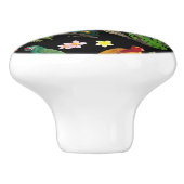 Farbenfrohe tropische Papageien, Blätter und Blume Keramikknauf (Seitenansicht)