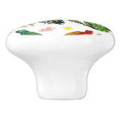 Farbenfrohe tropische Papageien, Blätter und Blume Keramikknauf (Seitenansicht)