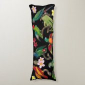 Farbenfrohe tropische Papageien, Blätter und Blume Seitenschläferkissen (Vorderseite Vertikal)