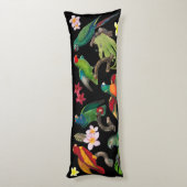 Farbenfrohe tropische Papageien, Blätter und Blume Seitenschläferkissen (Rückseite (Vertikal))