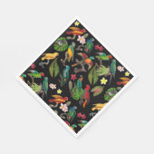 Farbenfrohe tropische Papageien, Blätter und Blume Serviette (Ecke)