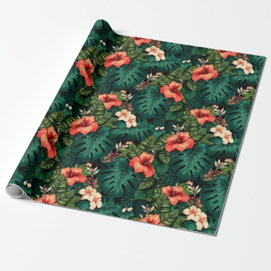 Farbenfrohe tropische Paradies Hawaii Aloha Blume Geschenkpapier (Ungerollt)