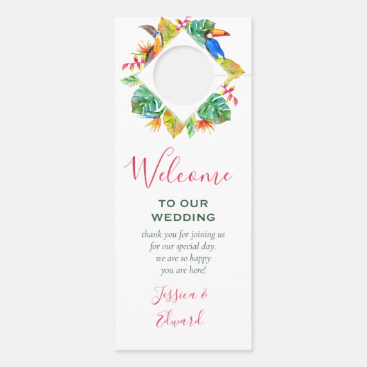 Farbenfrohe tropische Paradies Hawaiianische Hochz Türanhänger (Rückseite)