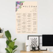 Farbenfrohe tropische Peach Alphabetische Sitzkart Poster (Heimbüro)