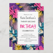 Farbenfrohe tropische Pflanze mit Gold Einladung (Vorne/Hinten)