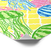 Farbenfrohe tropische Quallen-Muster Poster (Ecke)