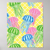 Farbenfrohe tropische Quallen-Muster Poster (Vorne)